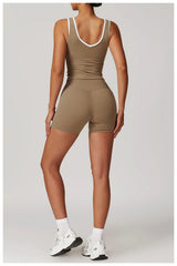 Conjunto Fitness com Top Nadador e Short ou Calça Flare