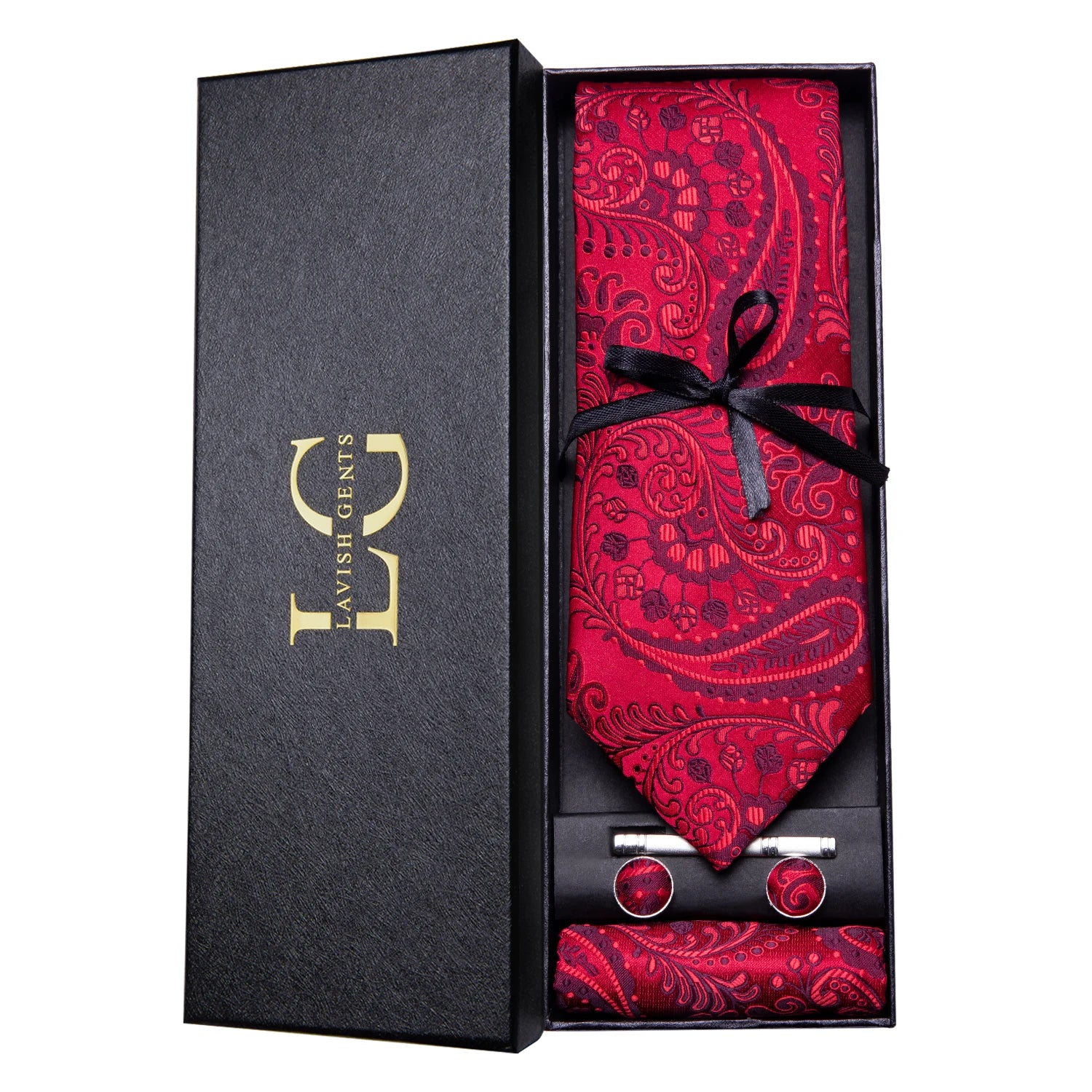 Gravata Paisley Premium em Seda com Lenço Combinando