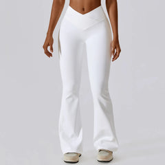 Calça Flare Fitness com Cintura Alta em V
