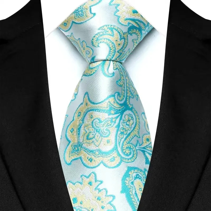 Gravata Masculina com Design Floral e Geométrico