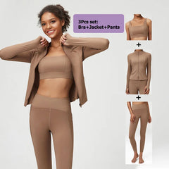 Kit Esportivo Feminino com Top, Legging e Casaco