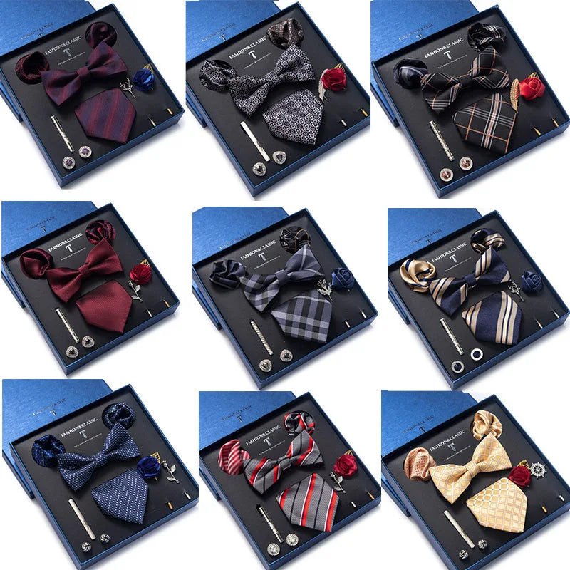 Gravata Borboleta Paisley com Broche e Abotoaduras