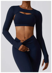 Conjunto Fitness com Top Vazado e Legging Cintura Alta