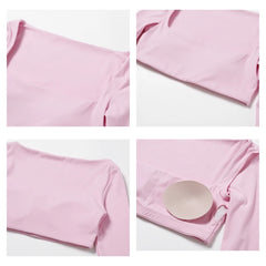 Cropped Feminino Manga Longa com Decote Reto