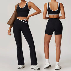 Conjunto Fitness com Top Nadador e Short ou Calça Flare