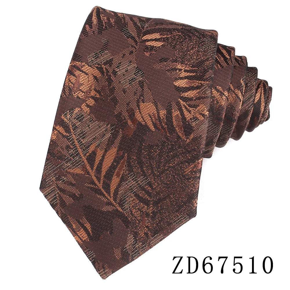 Gravata Slim Floral Marrom Clássica para Casamento