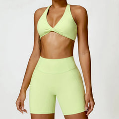 Conjunto Fitness com Top de Um Ombro e Short Cintura Alta