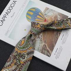 Gravata Paisley Contraste Verde Oliva SK789