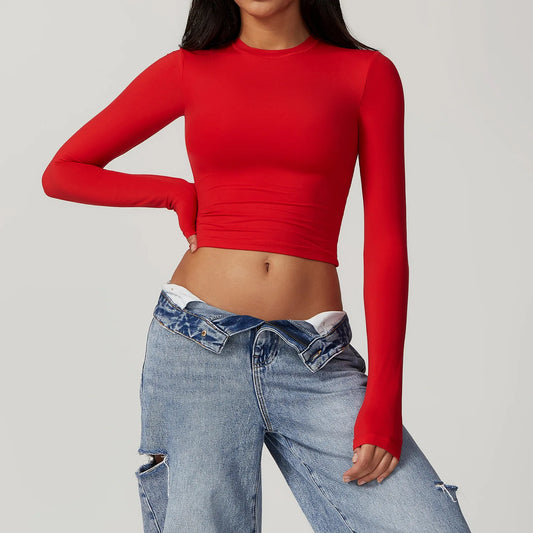 Blusa Feminina Manga Longa com Cintura Justa