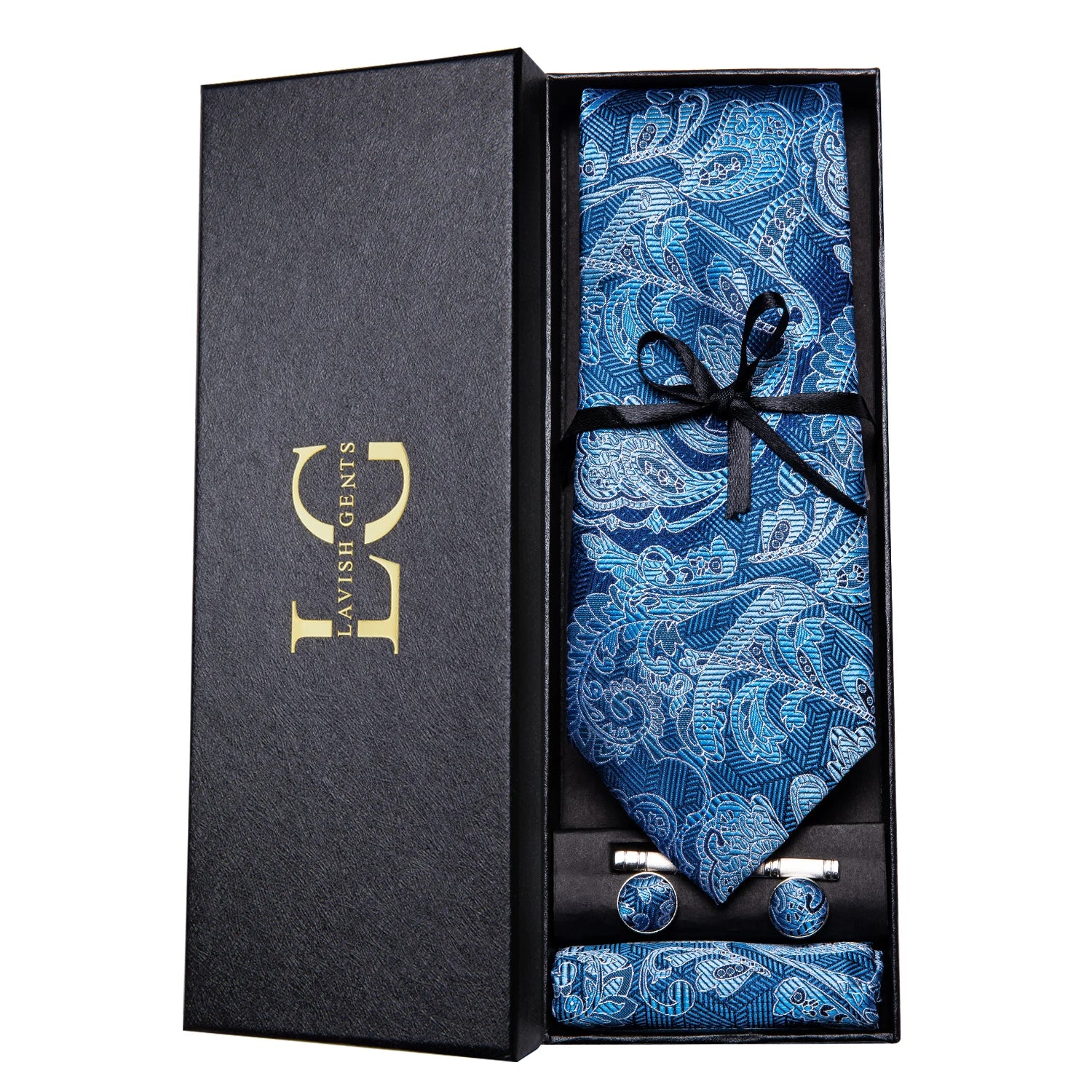 Gravata Paisley Premium em Seda com Lenço Combinando