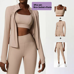 Kit Esportivo Feminino com Top, Legging e Casaco