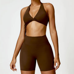 Conjunto Fitness com Top de Um Ombro e Short Cintura Alta