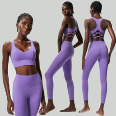 Conjunto Fitness com Top Vazado nas Costas e Legging Modeladora