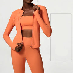 Conjunto Fitness 3 Peças com Jaqueta, Top e Legging