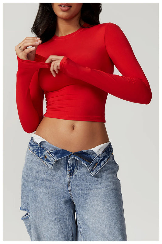 Blusa Feminina Manga Longa com Cintura Justa