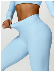 Conjunto Fitness com Cropped Manga Longa e Legging