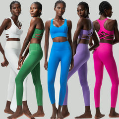 Conjunto Fitness com Top Vazado nas Costas e Legging Modeladora