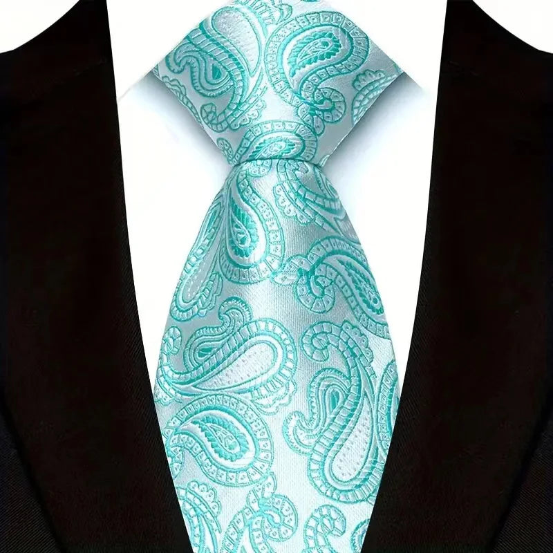 Gravata Masculina com Design Floral e Geométrico