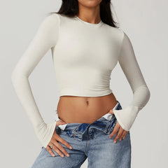 Blusa Feminina Manga Longa com Cintura Justa