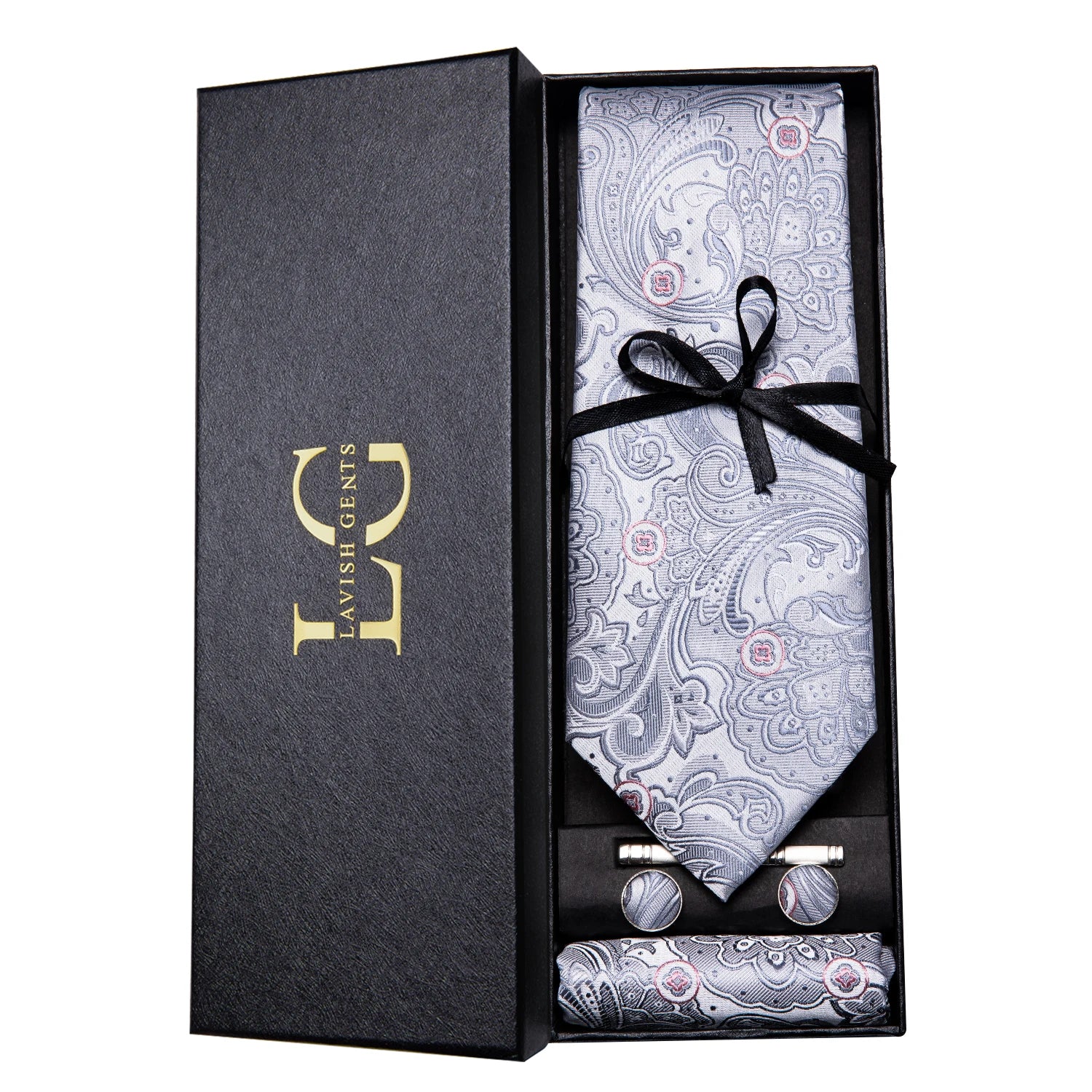 Gravata Paisley Premium em Seda com Lenço Combinando