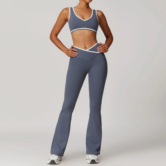 Conjunto Fitness com Top Nadador e Short ou Calça Flare