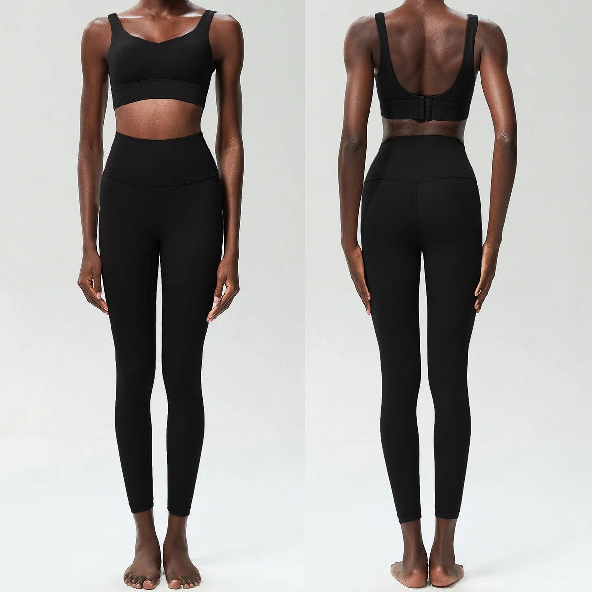 Conjunto Fitness com Top Liso e Legging Encorpada