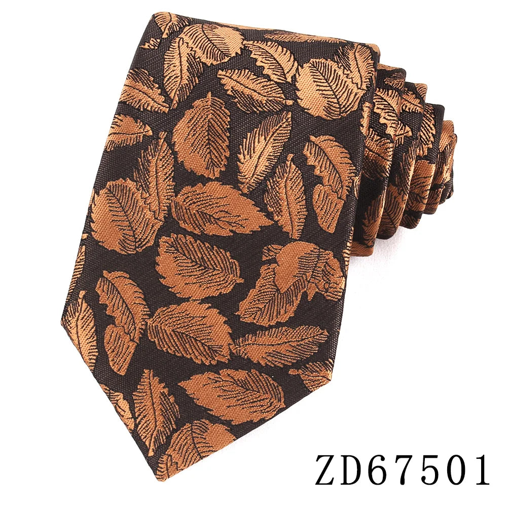 Gravata Slim Floral Marrom Clássica para Casamento