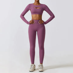 Conjunto Fitness com Top Vazado e Legging Cintura Alta