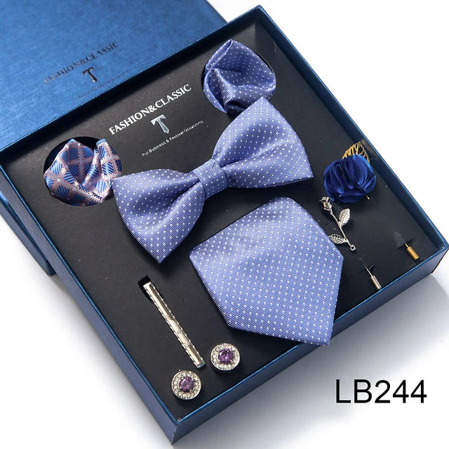 Gravata Borboleta Paisley com Broche e Abotoaduras
