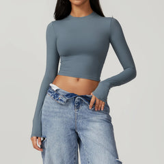 Blusa Feminina Manga Longa com Cintura Justa