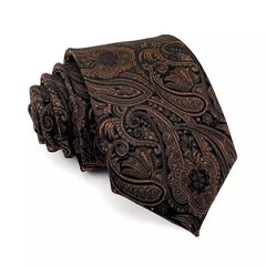 Gravata Paisley Marrom Escuro