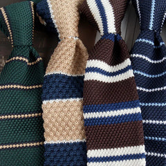 Gravata Slim em Tricô com Listras Coloridas – Toque Despojado