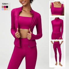 Kit Esportivo Feminino com Top, Legging e Casaco