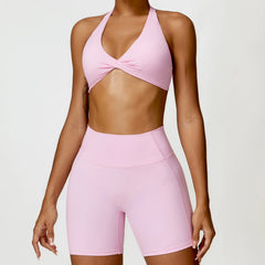 Conjunto Fitness com Top de Um Ombro e Short Cintura Alta