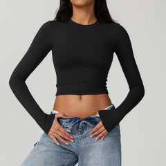 Blusa Feminina Manga Longa com Cintura Justa