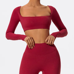 Cropped Feminino Manga Longa com Decote Reto