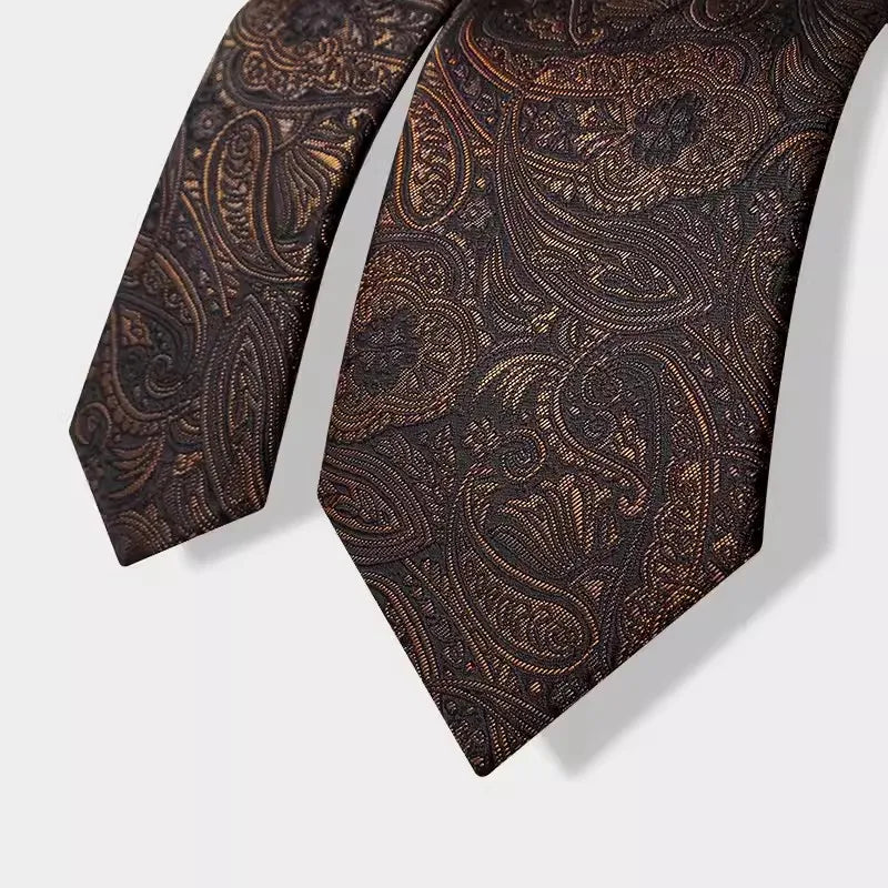 Gravata Paisley Marrom Escuro