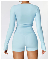 Cropped Fitness Manga Longa com Tecido de Alta Elasticidade