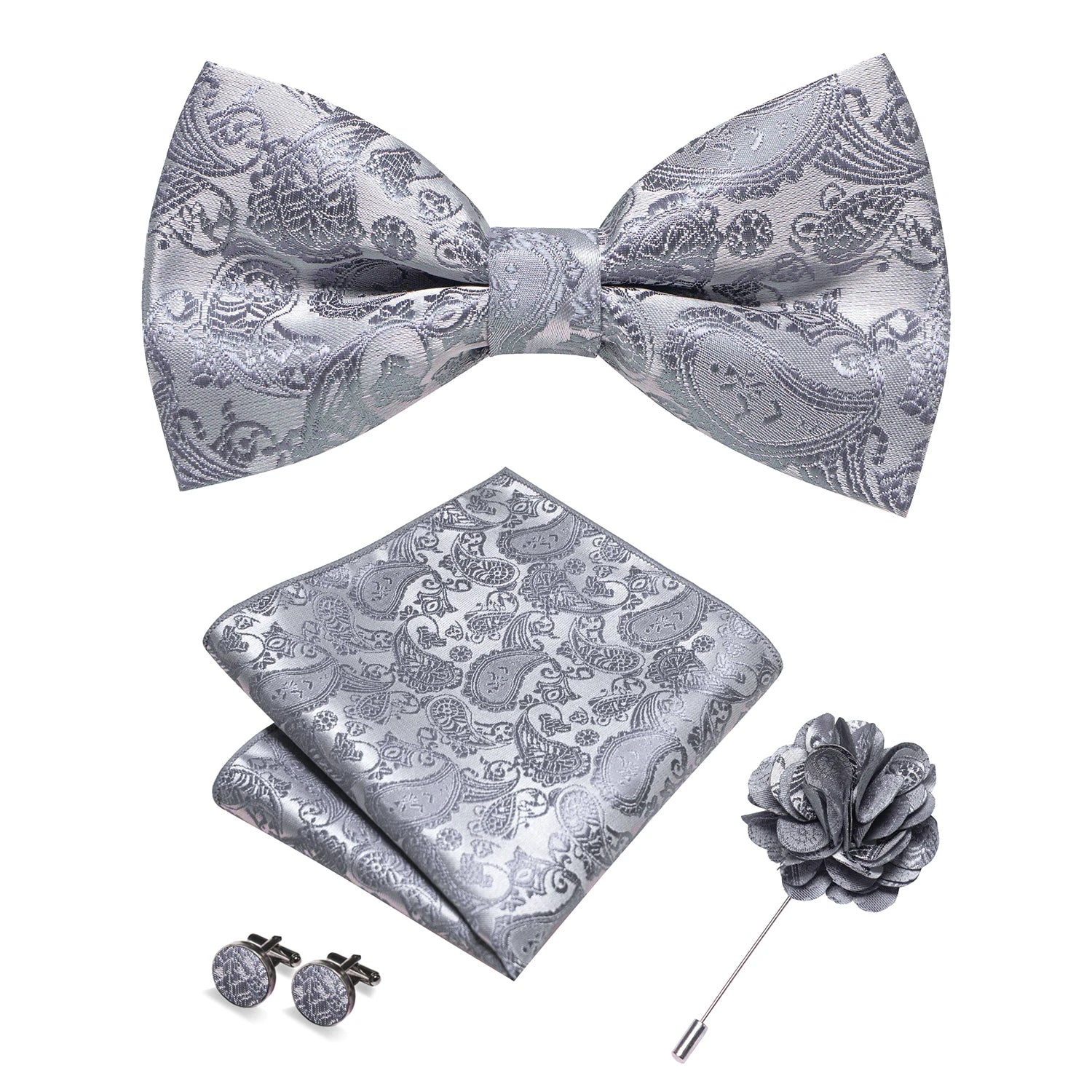 Gravata Borboleta Paisley com Broche + Lenço de Bolso