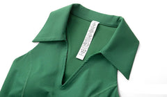 Blusa Fitness Gola Polo com Recorte Nadador