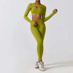 Conjunto Fitness com Top Vazado e Legging Cintura Alta