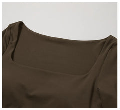 Cropped Fitness Manga Longa com Decote Quadrado