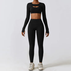 Conjunto Fitness com Top Vazado e Legging Cintura Alta
