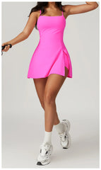 Vestido Fitness com Alças Finas e Decote Reto