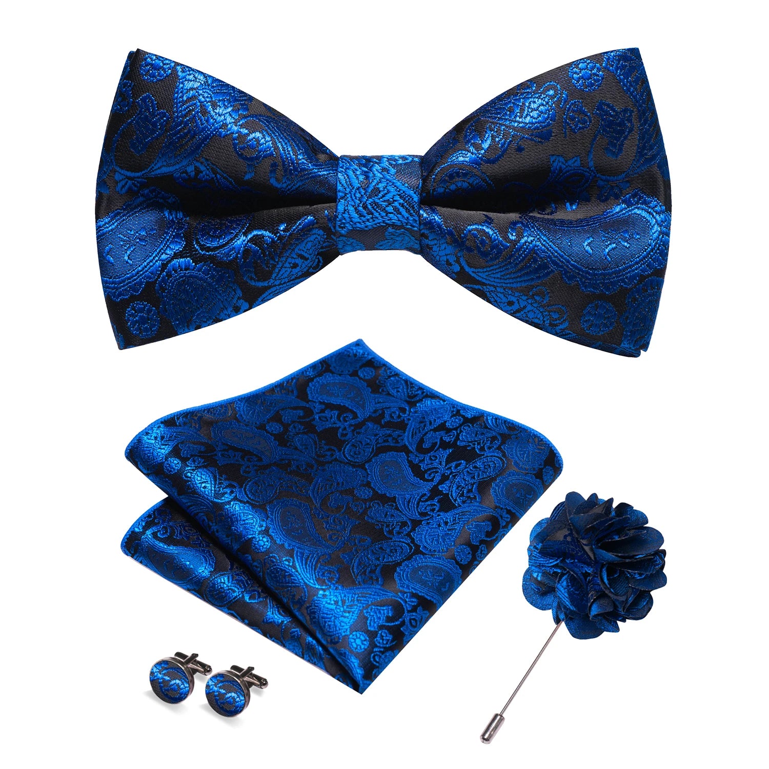 Gravata Borboleta Paisley com Broche + Lenço de Bolso