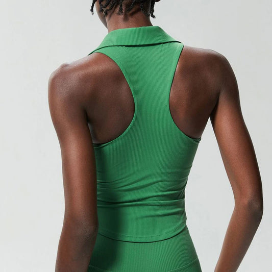 Blusa Fitness Gola Polo com Recorte Nadador