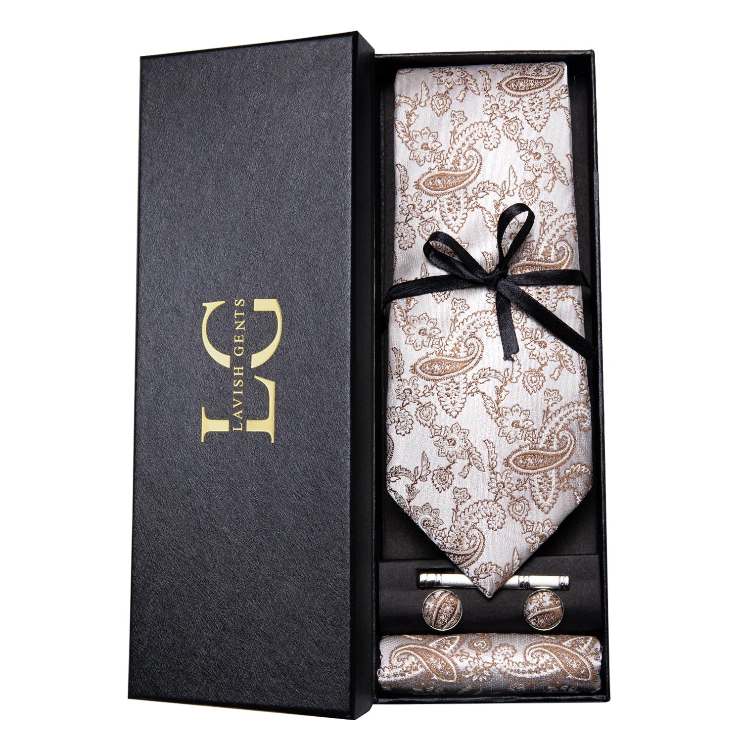 Gravata Paisley Premium em Seda com Lenço Combinando