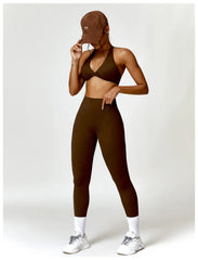 Conjunto Fitness com Top de Um Ombro e Short Cintura Alta