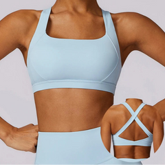 Top Fitness com Alças Cruzadas nas Costas – Bojo Removível e Sustentação