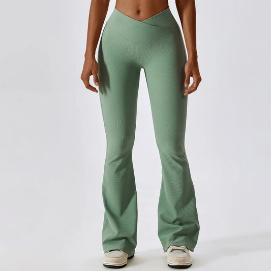 Calça Flare Fitness com Cintura Alta em V
